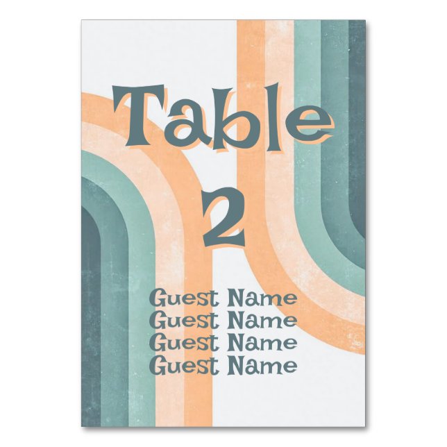 70s Vintage Rainbow Wedding Table Number (Back)