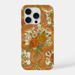 70s Vintage Retro Floral Pattern   Warm Earthy Bot iPhone 15 Pro Case