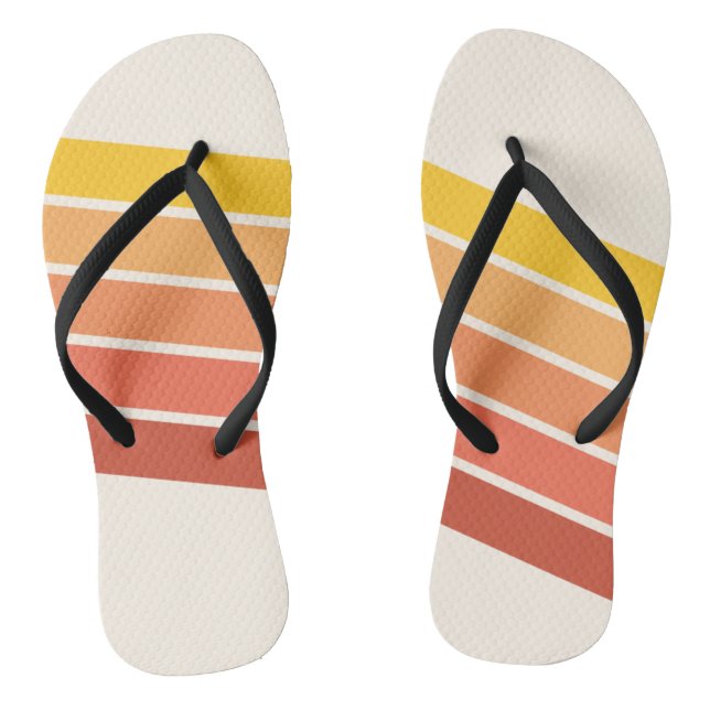 70s Vintage Retro Stripes Flip Flops (Footbed)