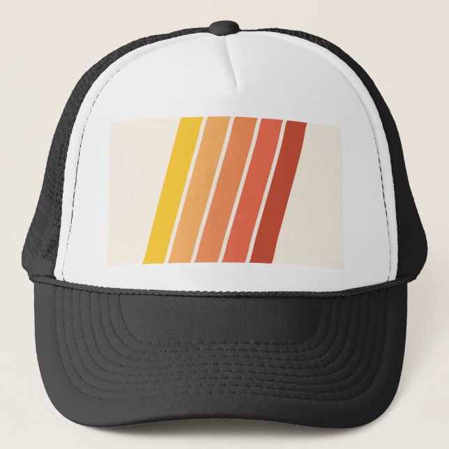 70s Vintage Retro Stripes Trucker Hat (Front)
