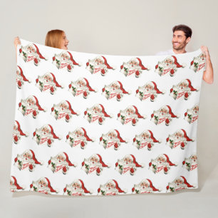 70s Vintage Santa Christmas Vintage Retro Fleece Blanket