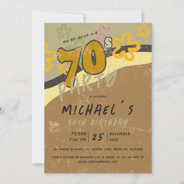 70s vintage style party invitation (Front)