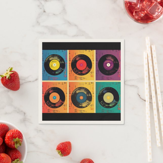 70s Vinyl Record Album Custom Kitchen Napkin (Insitu)