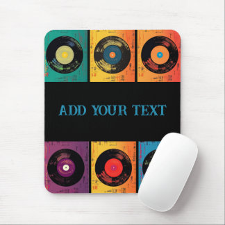 70s Vinyl Record Pattern Retro Mouse Mat