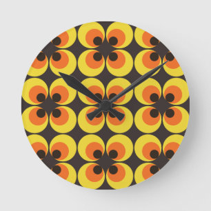 70s Wallpaper Round Clock
