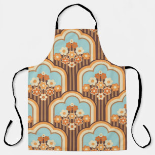 70s wallpaper seamless design,  vintage flowers  apron