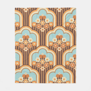 70s wallpaper seamless design,  vintage flowers  fleece blanket