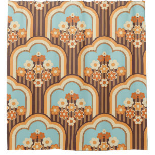 70s wallpaper seamless design,  vintage flowers  shower curtain