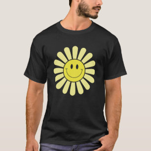 70s Yellow Smile Face Flower Happy Peace Smiling T-Shirt