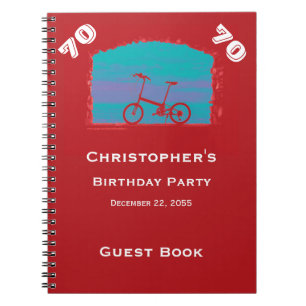 70th, 75th Birthday Party Guest Book, Red Bicycle Notebook