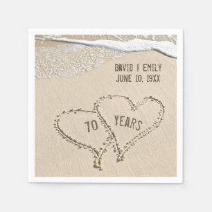 70th Anniversary Beach Hearts Napkins