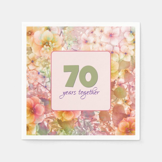 70th Anniversary Cosmos Floral Garden   Napkin (Front)