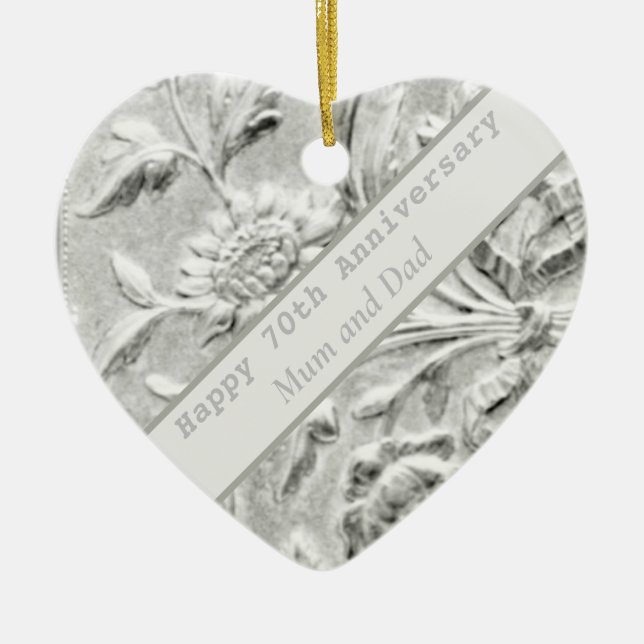 70th Anniversary Editable Ceramic Tree Decoration (Front)