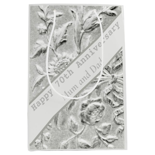 70th Anniversary Editable Medium Gift Bag (Front)