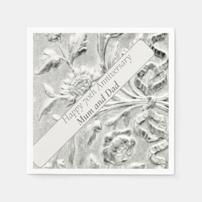 70th Anniversary Editable Napkin (Front)