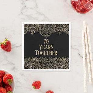 70th Anniversary Gold Lace On Black  Napkin