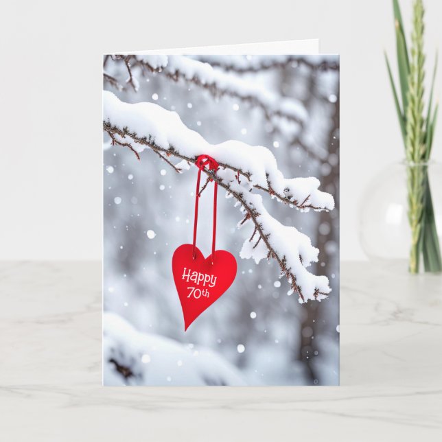 70th Anniversary Heart On Branch Holiday Card (Front)