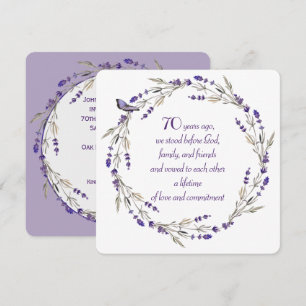70th Anniversary Lavender Wreath Invitation