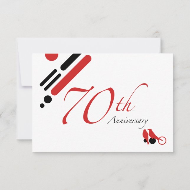 70th Anniversary (mod birds) Invitation (Front)