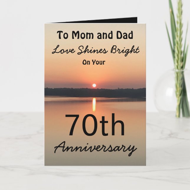 70th Anniversary Mum Dad Love Shines Bright Sunset Card (Front)