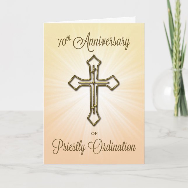 70th Anniversary of Priestly Ordination Gold Look Card (Front)
