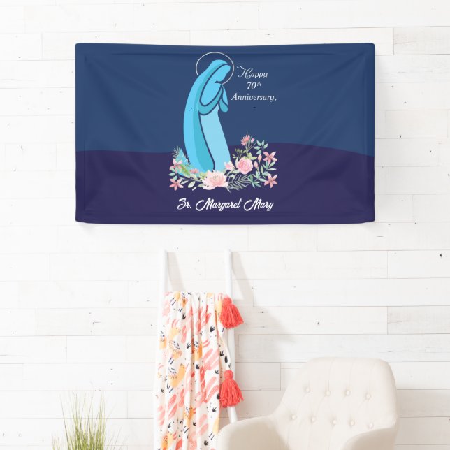 70th Anniversary of Religious Life Nun Pink Flower Banner (Insitu)