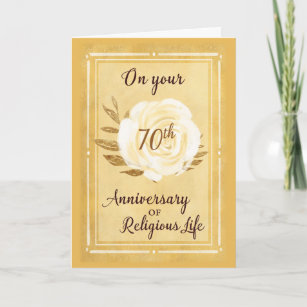 70th Anniversary of Religious Life, Nun White Rose Card