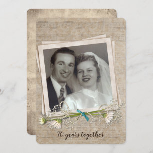 70th anniversary party old-fashioned photo frame invitation