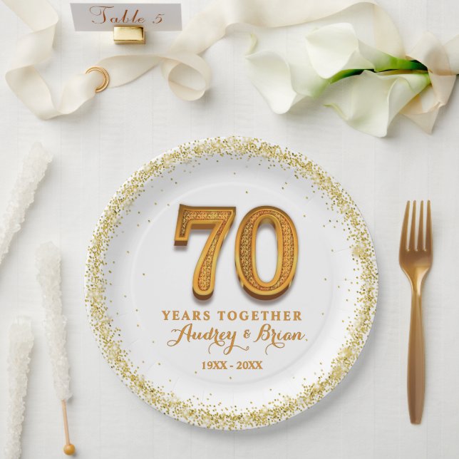 70th Anniversary Personalised Paper Plate (Wedding)