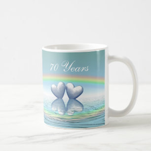 70th Anniversary Platinum Hearts Coffee Mug