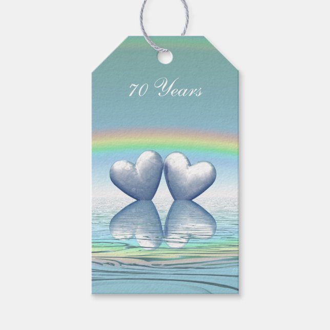 70th Anniversary Platinum Hearts Gift Tags (Front)