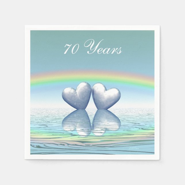 70th Anniversary Platinum Hearts Napkin (Front)