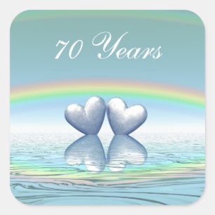 70th Anniversary Platinum Hearts Square Sticker