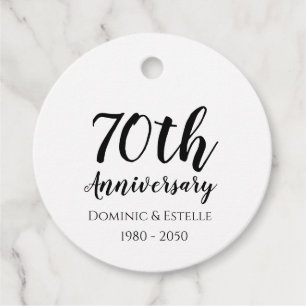 70th Anniversary Round Favour Tags