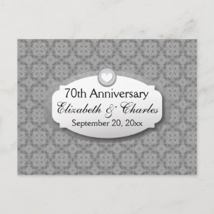 70th Anniversary Wedding Anniversary Platinum Z03 Announcement Postcard