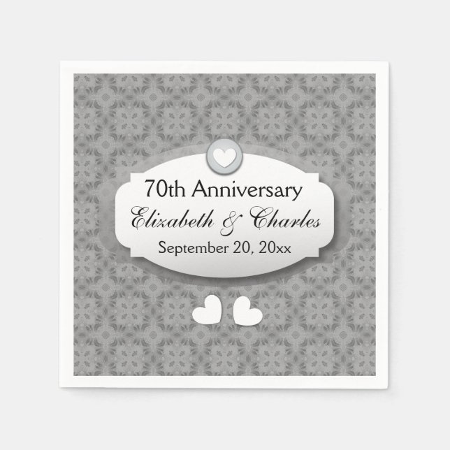 70th Anniversary Wedding Anniversary Platinum Z03 Napkin (Front)