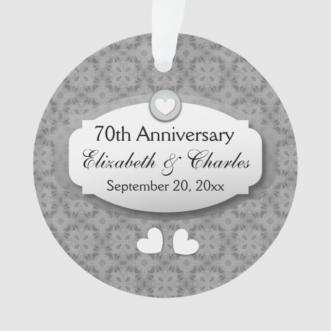 70th Anniversary Wedding Anniversary Platinum Z03 Ornament (Front)