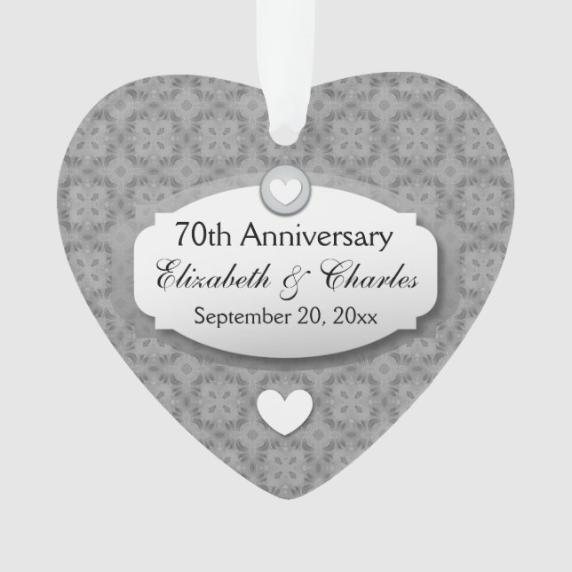 70th Anniversary Wedding Anniversary Platinum Z03 Ornament (Front)