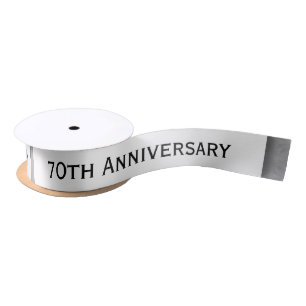 70th Anniversary Wedding Anniversary Platinum Z03 Satin Ribbon