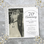 70th Anniversary Wedding Photo Square Invitation<br><div class="desc">Personalise with your favourite wedding photo and your special 70th platinum wedding anniversary celebration details in chic typography. The reverse features platinum love heart confetti. Designed by Thisisnotme©</div>