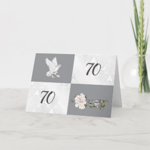 70th Anniversary With Dove and Rings Card