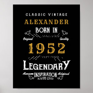 70th Birthday 1952 Add Name Legendary Black Gold Poster