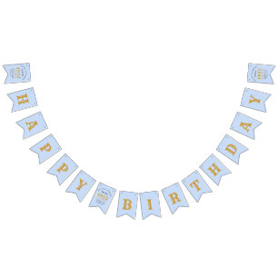70th Birthday 1952 Blue Gold Name Chic Elegant Bunting