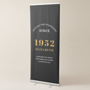 70th Birthday 1952 Elegant Gold Black Chic Retractable Banner