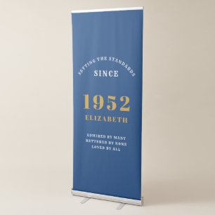 70th Birthday 1952 Elegant Gold Blue Chic Retractable Banner