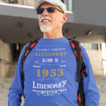 70th Birthday 1953 Add Name Blue Gold Legendary T-Shirt<br><div class="desc">70th Birthday add your name T-shirt. Edit the name and year with the template provided. A wonderful custom blue birthday T-shirt. More gifts and party supplies available with the "Legendary" design in the store.</div>