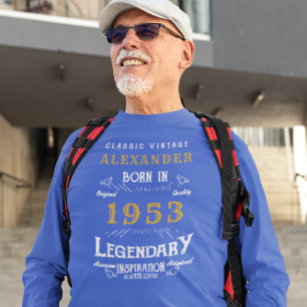 70th Birthday 1953 Add Name Blue Gold Legendary T-Shirt