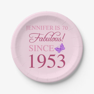 70th Birthday 1953 For Women Paper Plate