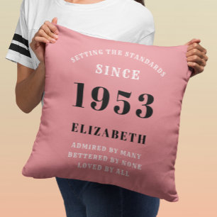 70th Birthday 1953 Pink Girly Elegant Chic Cushion