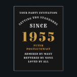 70th Birthday 1955 Black Gold Postcard<br><div class="desc">Elegant Black and Gold 70th Birthday Invitation - Create Your Own Personalised Design. Setting the stage for a remarkable celebration starts with the perfect invitation. Our elegant black and gold 70th birthday invitation is the perfect choice for this milestone event. Bathed in black for a touch of sophistication and adorned...</div>
